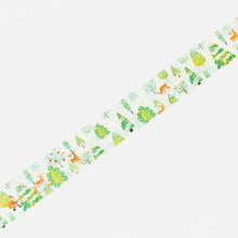 Christmas Forest Washi Tape BGM Santa, Reindeer, Christmas Trees, Silver Foil Accent - Llimited **