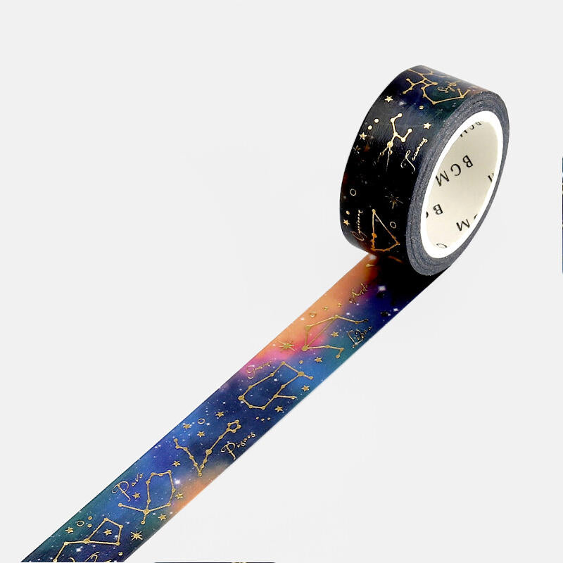 Washi Tape Set-19 Gold Foil Galaxy Decorative Masking Tape With ,moon,star, celestial, Constellatio
