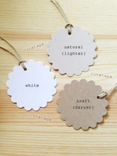 Load image into Gallery viewer, Spread the Love Tags, Spread the Love Gift Tags for Jam Wedding Favors, 2&quot; Scallop Round Tags, Canning Labels kraft, natural, white