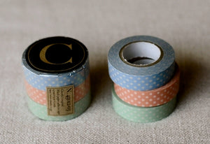Pastel Polka Dots Washi Tape Green Peach Blue 15mm (C)