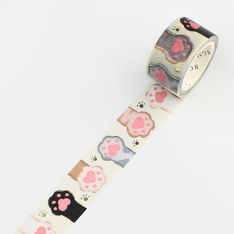 Cat Paw Print Washi Tape BGM Animal Paws Gold Foil Stamp Accent