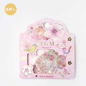Bird Flower Washi Flake Stickers BGM Deco Sticker (Washi Tape Material) **