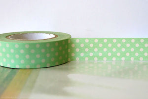 Pastel Polka Dots Washi Tape Green Peach Blue 15mm (C)