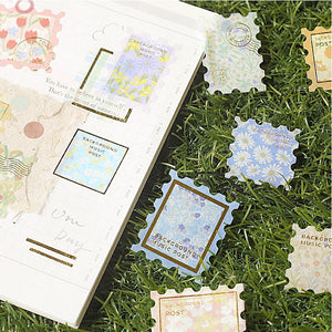 Garden Floral Washi Flake Stickers Post Office BGM Deco Sticker Stamp Shape Planner Stickers (Washi Tape Material)
