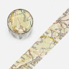 BGM Antique Map Washi Tape Tan Beige Background Gold Foil Accent