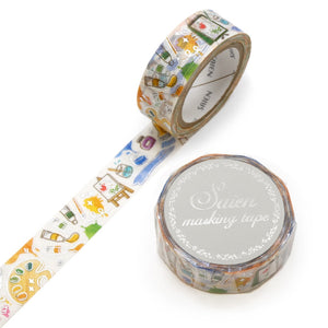 Art Supplies Washi Tape Artist Easel Pain Holder Silver Foil Accent Saien Kamiiso Sansyo