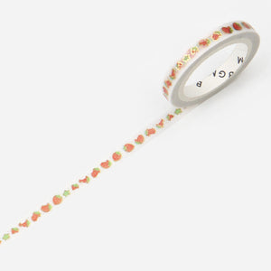 Red Strawberry washi tape Bites, Green Star, BGM Tiny Thin, Slim, Narrow Gold Foil Accent 5mmx5m (new)