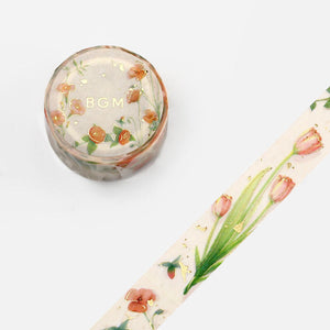 Flower Gloom Floral washi tape Tulip BGM Gilded Gold Foil Accent