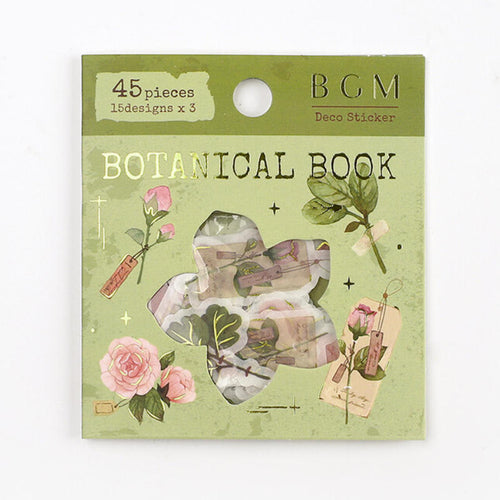 Botanical flowers mushroom leaves washi sticker flake bgm stickers for journals and planners