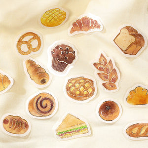 Cute Bread Washi Sticker Flake BGM Gold Foil Accent (Washi Tape Material)