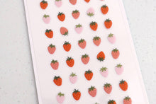 Close up of strawberry sticker sheet by suatelier