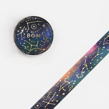 constellation night sky washi tape bgm stars zodiac with gold foil accent