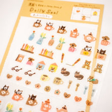 Cute Stickers Animal Coffee, Tea, Reading Sticker Sheet – Planner &amp; Journal - brown - Furukawashiko