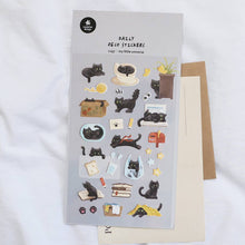 Cute Black Cat Stickers for Planners &amp; Journals - Books, Box, Mailbox, Cup, Yarn Suatelier Sticker Sheet (#1197)