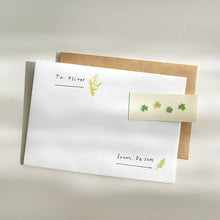 Suatelier plant sticker sample use on an envelope