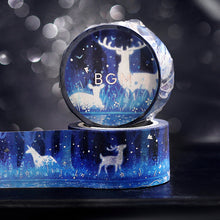 BGM Forest Washi Tape Deer, Rabbit, Navy Blue Night, Silver Foil 20mm x 5m