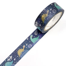 Dinosaur Washi Tape Space Shuttle Saturn Galaxy Silver Foil Accent