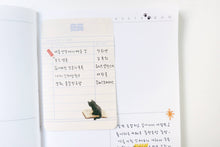 example use of black cat sticker from Suatelier(#1197) on a note in a journal page.