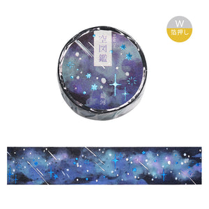 Galaxy Stars Washi Tape BGM Night Sky, Navy, Purple, Blue Foil Accent 20mmx5m*
