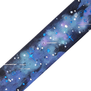 Galaxy Stars Washi Tape BGM Night Sky, Navy, Purple, Blue Foil Accent 20mmx5m*