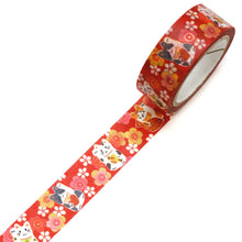 Good Luck Cat Washi Tape Kitty Fish Red Floral Japanese Gold Foil GILDED Animal