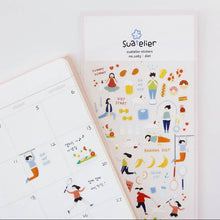 Cute Diet Exercise Sticker Sheet, Suatelier Stickers