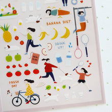 Close up of Suatelier Diet Exercise Sticker Sheet #1063