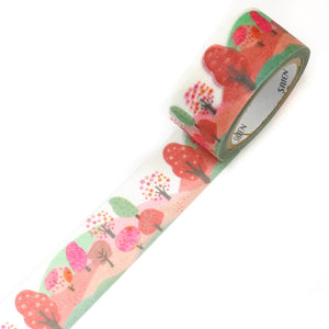 Pink Red Tree Washi Tape Spring Mountain Saien Kamiiso Sansyo