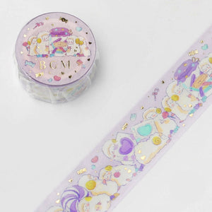 Purple Sheep Animal Party BGM washi tape Gold Foil Accent on Lavender Background **