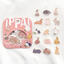 Rabbit Washi Sticker Flake BGM Cute Bunny, Gold Foil Accent (Washi Tape Material)**