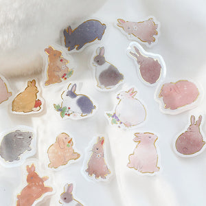 Rabbit Washi Sticker Flake BGM Cute Bunny, Gold Foil Accent (Washi Tape Material)**