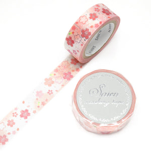 Saien Cherry Blossom Washi Tape Pink Sakura Silver Foil GILDED Japanese