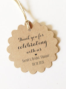 Thank you for celebrating with us gift tags, wedding, birthday, favor tags, personalized