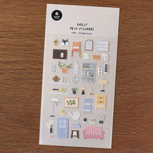 cute vintage house stickers with chair, lamp, closet, door, sofa and more. From Suatelier Sticker Sheet (#1161)