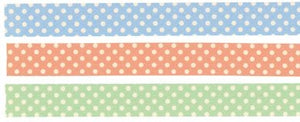 Pastel Polka Dots Washi Tape Green Peach Blue 15mm (C)