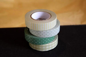 Stripe Dots Grid Washi Tape 13mm (P) - Greens