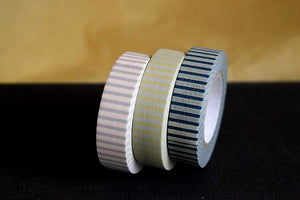 Stripe Blue Yellow Grey 13mm Set of 3 (N)