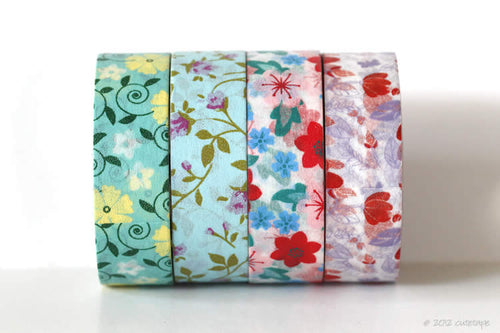 Gold Foil Flowers Washi Tape Set 18Pc - Anandha Stationery Stores