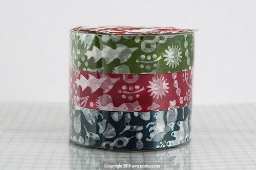 Squirrel Acorn Washi Japanese Tape Teal Autumn Leaves Fall