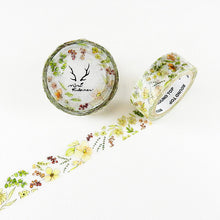 MiriKulo:rer Floral Garden Washi Tape Round Top Yellow Green Flower Leaves - Japanese