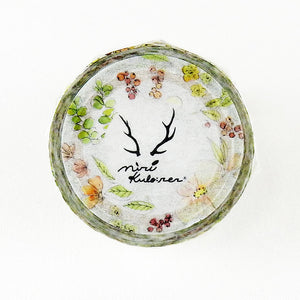 MiriKulo:rer Floral Garden Washi Tape Round Top Yellow Green Flower Leaves - Japanese (discontinued)
