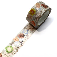 Antique Collage Washi Tape Saien Japanese Kamiiso Sansyo - Key, Cotton, Stamps, Pine Cone