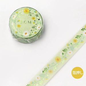 bgm daisies washi tape daisy masking tape green foil