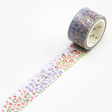 Field of Flowers Garden Washi Tape BGM Masking Tape Floral Gold Foil 20mm x 5m