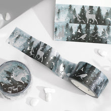BGM Forest Washi Tape Nature Poetry Bird, Deer, Mountain, Silver Foil 20mm x 5m
