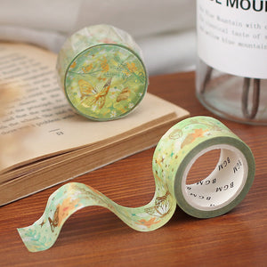 BGM Garden Butterfly Washi Tape Nature Poetry Leaf, Flower Gold Foil 20mm x 5m