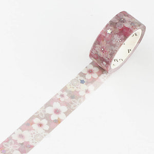 bgm mauve pink lace sakura washi tape cherry blossom masking tape with silver foil accent