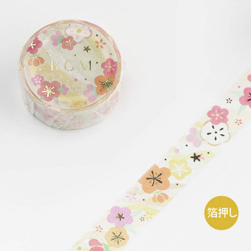 bgm pastel cherry blossom sakura washi tape gold foil floral masking tape