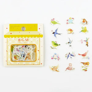 Bird Washi Flake Stickers BGM Deco Sticker Planner Stickers (Washi Tape Material) 45 Pieces