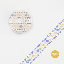 blue embroidery bgm washi tape scallop border
